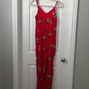 Red Floral Jumpsuit by Mimi Chica